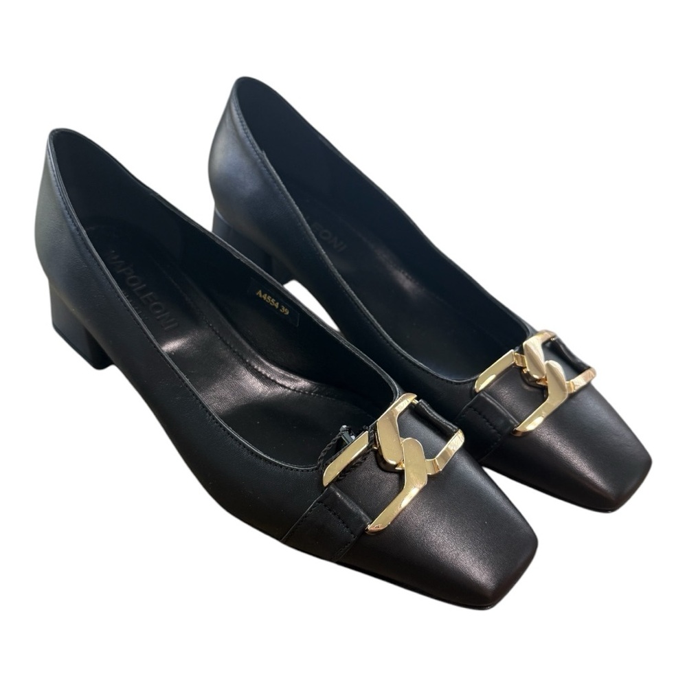 NWT Napoleoni Black Wedge Loafer in Size 39